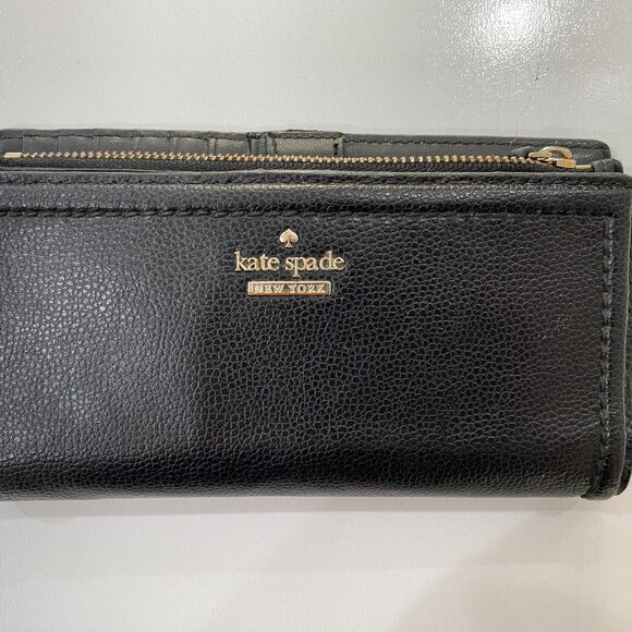 Kate Spade Braylon Patterson Drive Black Pebbled Leather Wallet - Picture 1 of 10